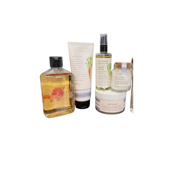 The cottage greenhouse lot of 5 carrot cucumber grapefruit body oil moisturizer